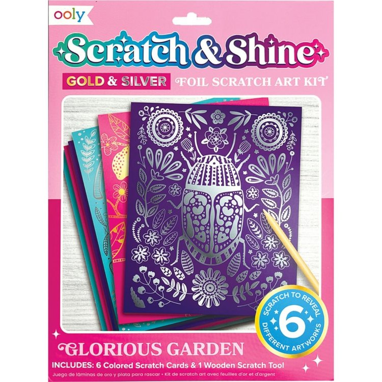 Ooly SALE! Glorious Garden Scratch & Shine Foil Art Kit