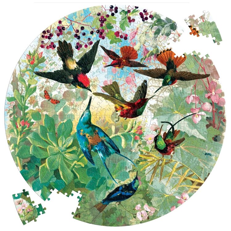 Eeboo Hummingbirds 500 pc Round Puzzle