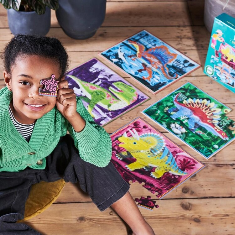 Eeboo Dinosaurs 4 x 36 pc Glow Puzzles