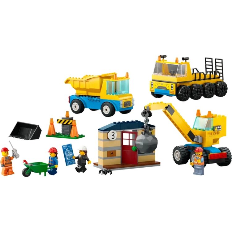 Lego Construction Trucks and Wrecking Ball Crane LEGO City