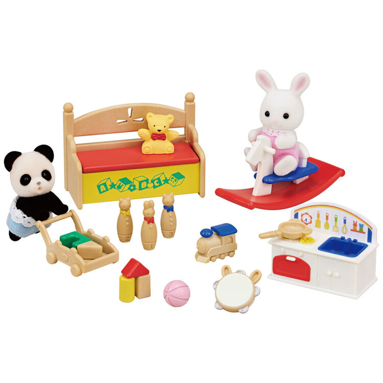 Calico Critters Baby's Toy Box Snow Rabbit & Panda CC