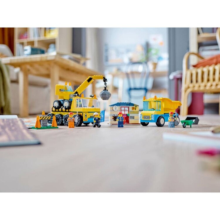 Lego Construction Trucks and Wrecking Ball Crane LEGO City