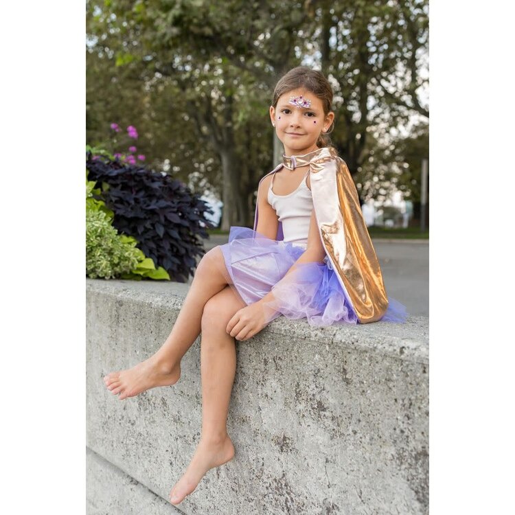 Great Pretenders Super-Duper Tutu/Cape/Mask Metallic Rose Gold/Lilac Size 4-6