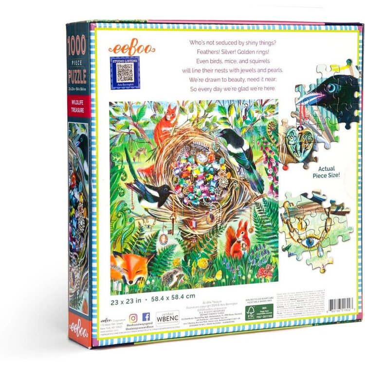 Eeboo Wildlife Treasure Puzzle 1000pc