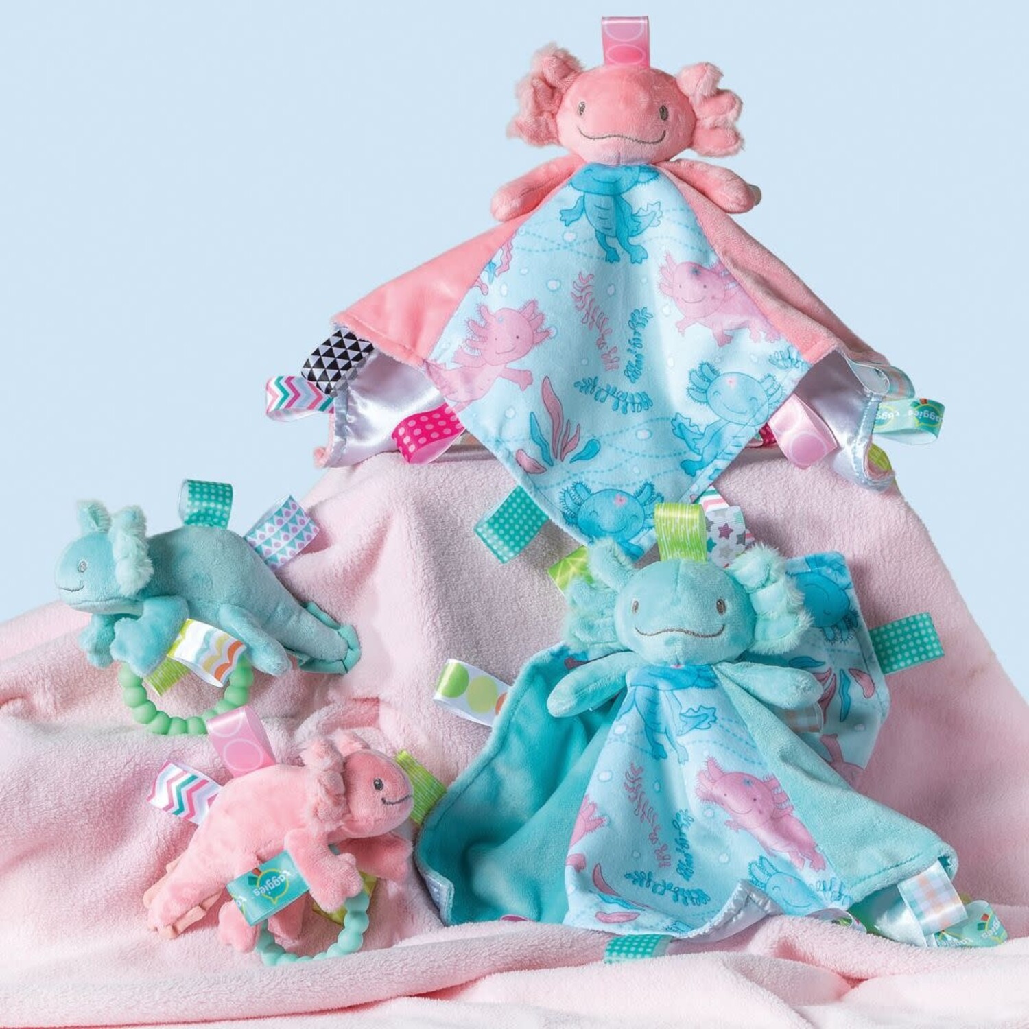 Taggies Fizzy Axolotl Character Blanket Aqua Mudpuddles Toys and Books