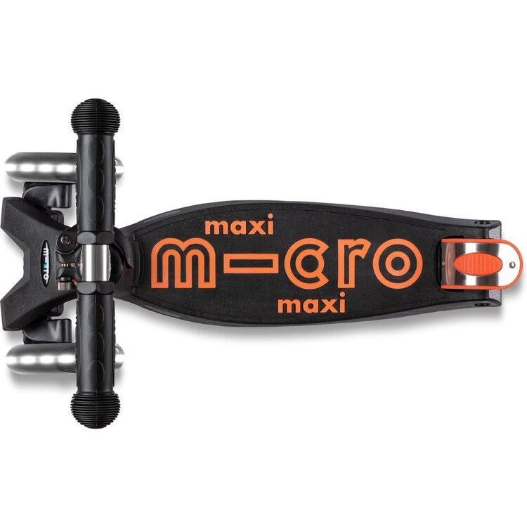 Micro Kickboard Black/Orange LED Maxi Deluxe Scooter