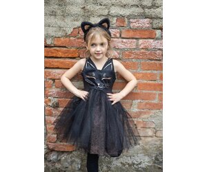 blue dress for baby girl Girls Black Cat Tutu Costume with Tail & Ears. ships Free! main image 0
