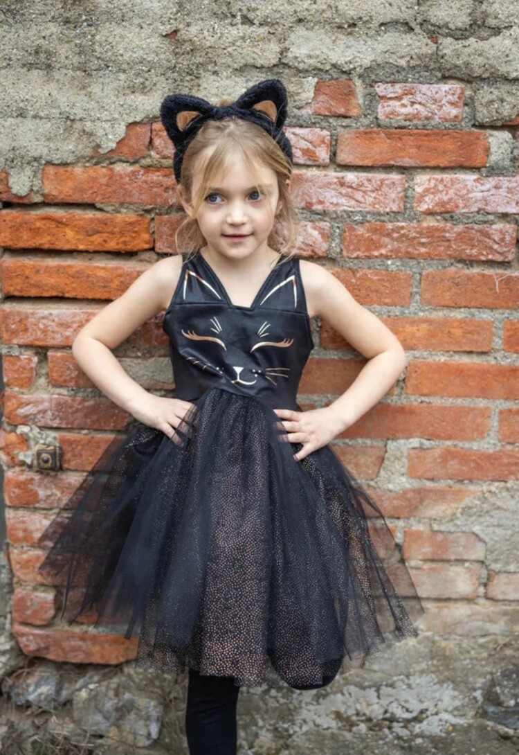 Black Cat Dress & Headpiece Size 5-6