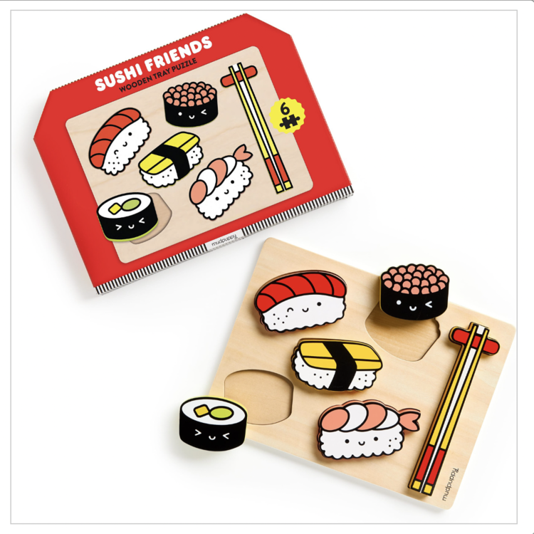Mudpuppy Sushi Friends Wooden Tray Puzzle