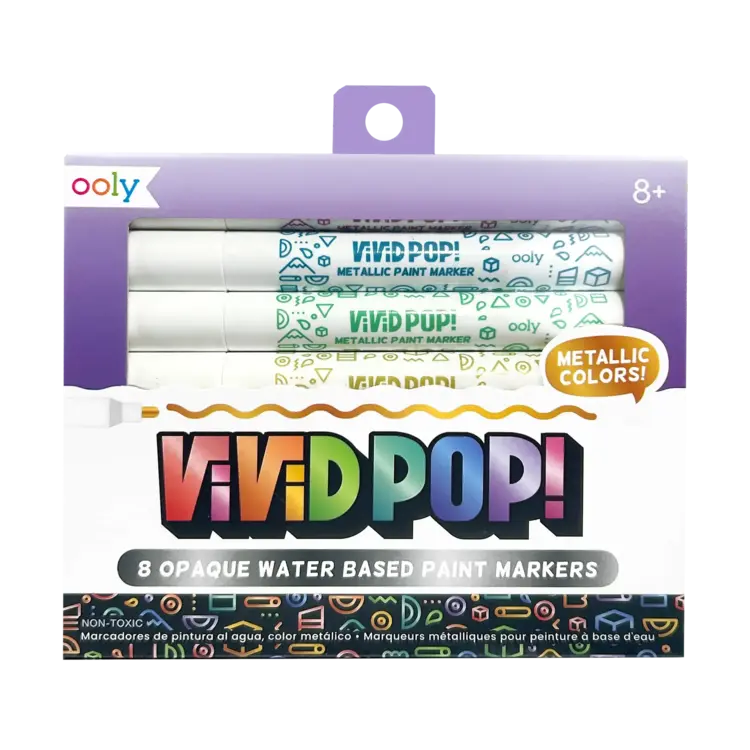 Vivid Pop! Metallic Paint Markers Water-Based Set of 8