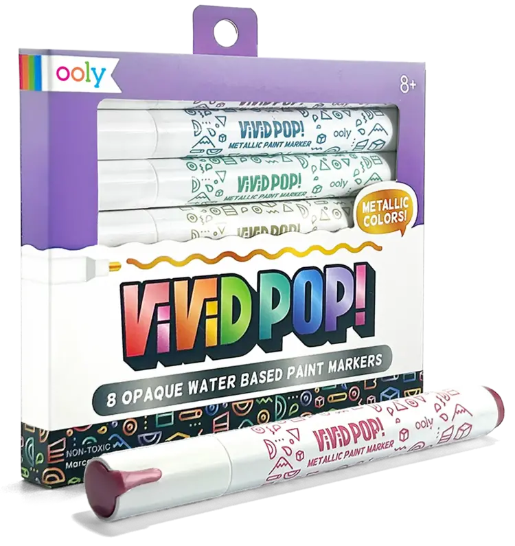 Vivid Pop! Metallic Paint Markers Water-Based Set of 8