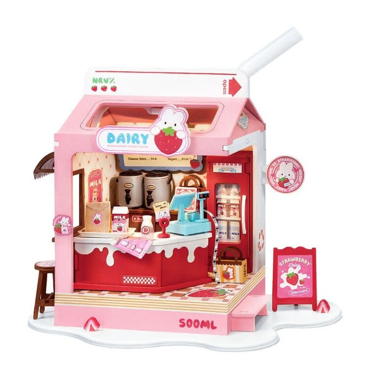 Strawberry Milk Box DIY Miniature House Kit
