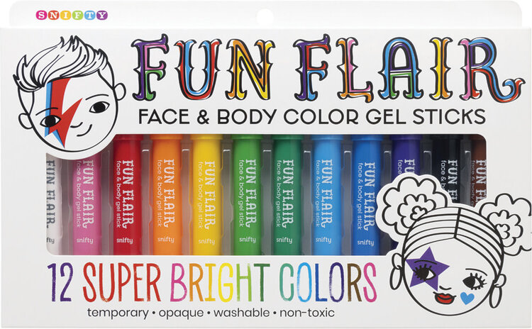 Fun Flair Face & Body Color Gel Sticks 12 colors