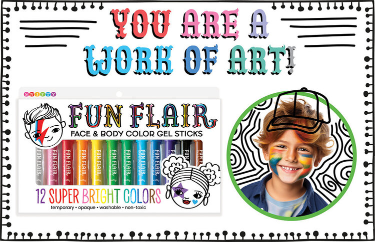 Fun Flair Face & Body Color Gel Sticks 12 colors