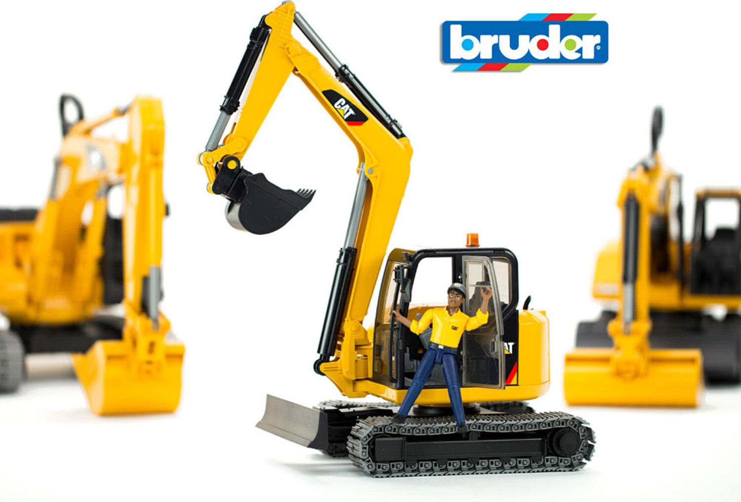 CAT Mini Excavator with Worker Bruder - Mudpuddles Toys and Books