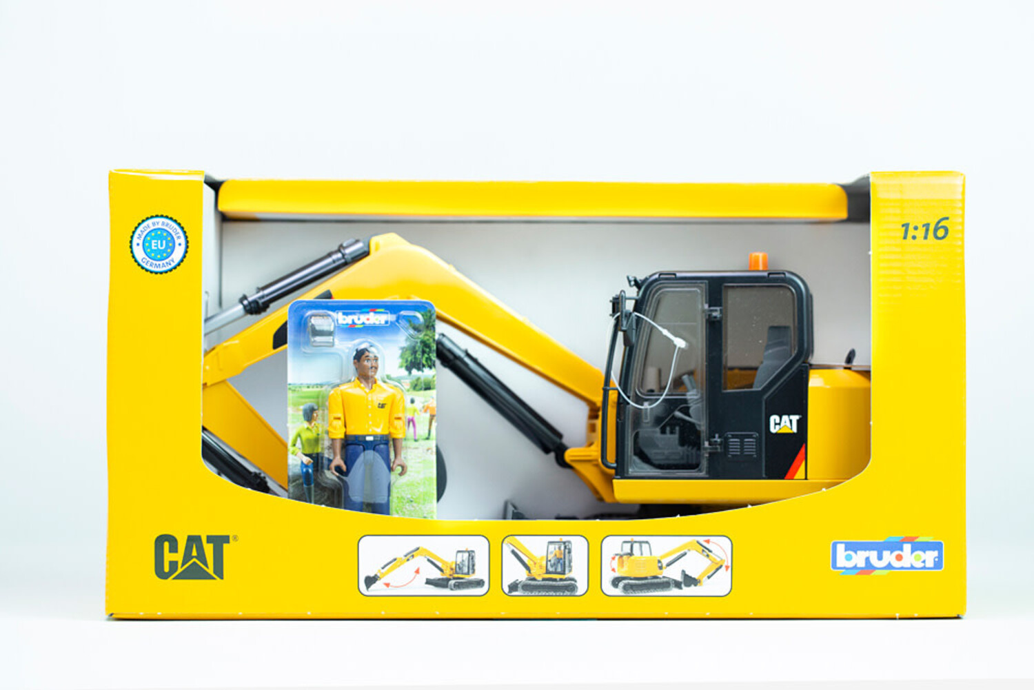 CAT Mini Excavator with Worker Bruder - Mudpuddles Toys and Books