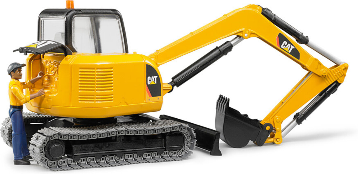CAT Mini Excavator with Worker Bruder - Mudpuddles Toys and Books