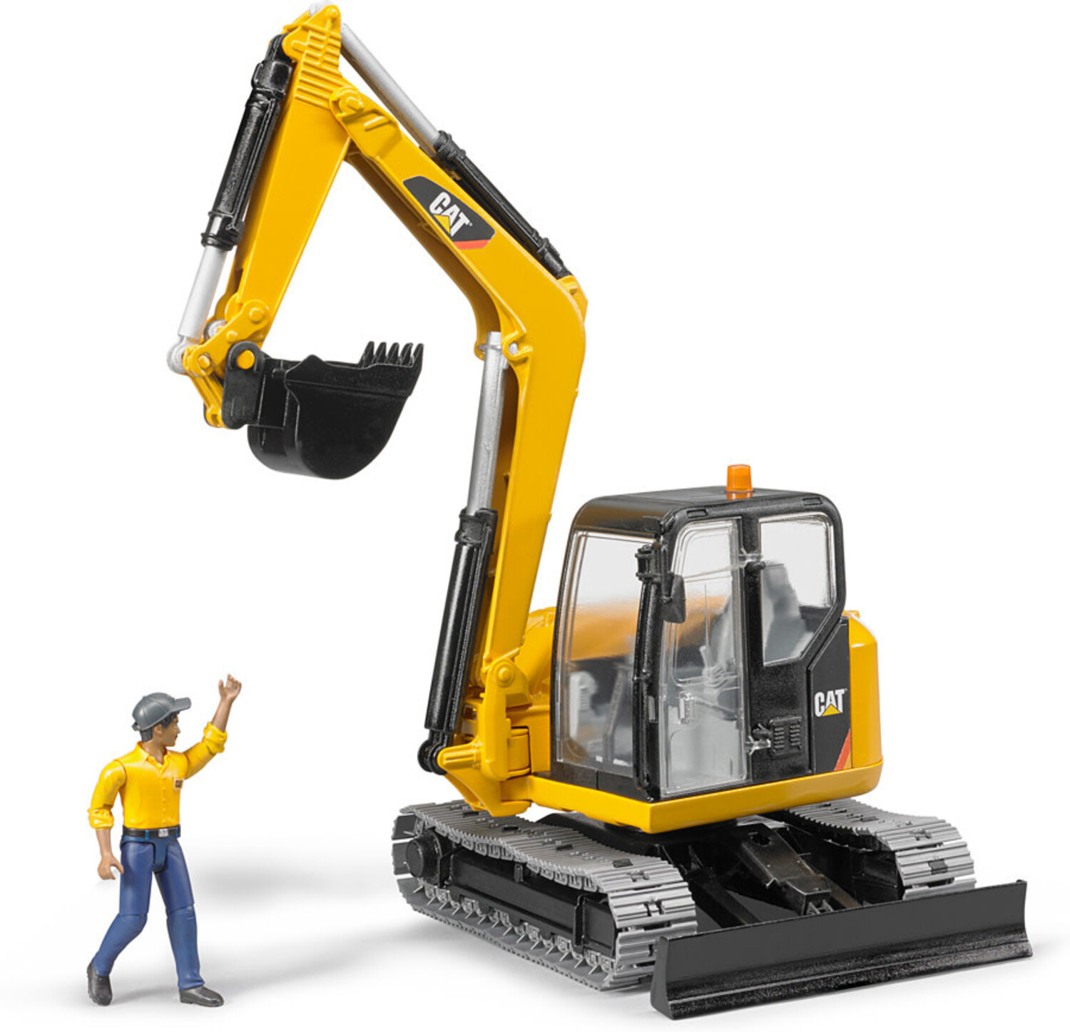 CAT Mini Excavator with Worker Bruder - Mudpuddles Toys and Books