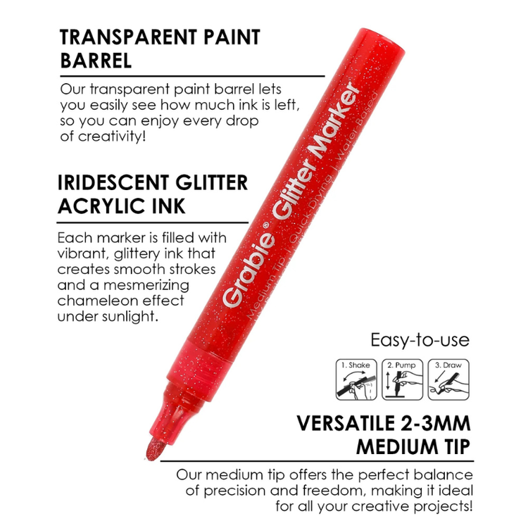 Iridescent Glitter Acrylic Paint Markers 24