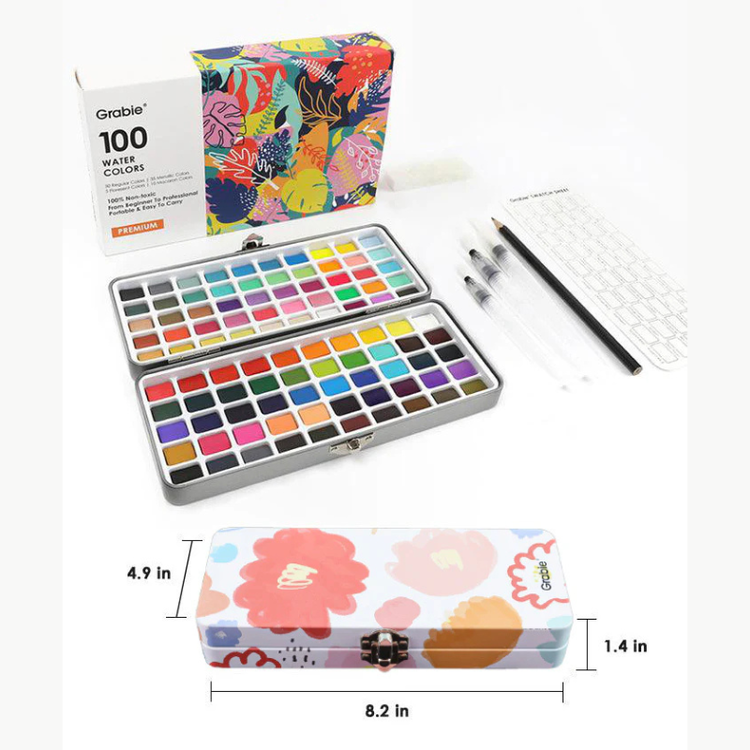 Watercolor Set Of 100 With Brush