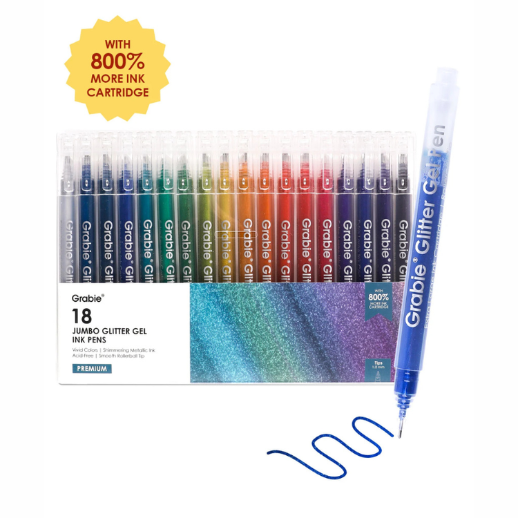 Jumbo Iridescent Glitter Gel Ink Pen 18 pc