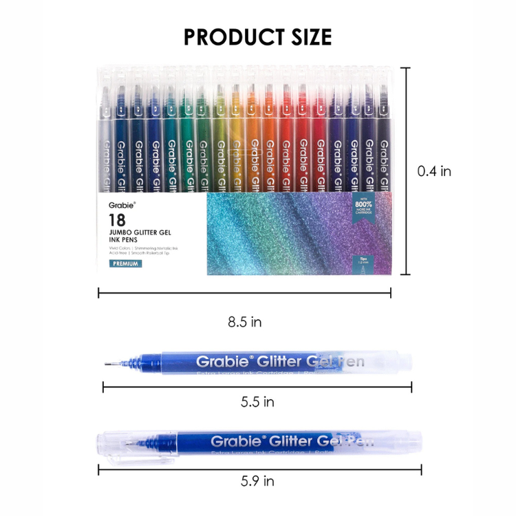 Jumbo Iridescent Glitter Gel Ink Pen 18 pc