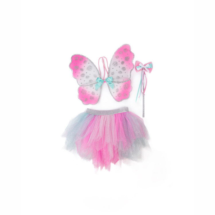 Think Mint Pink Skirt Wings with Wand Size 4-6