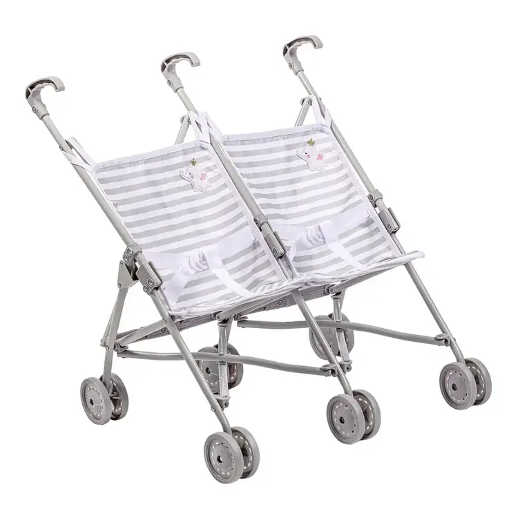 Twin Doll Stroller Grey Elephant