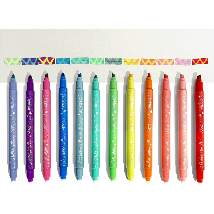 Ooly Switch-eroo Sparkle Glittery Color Changing Markers Set of 12