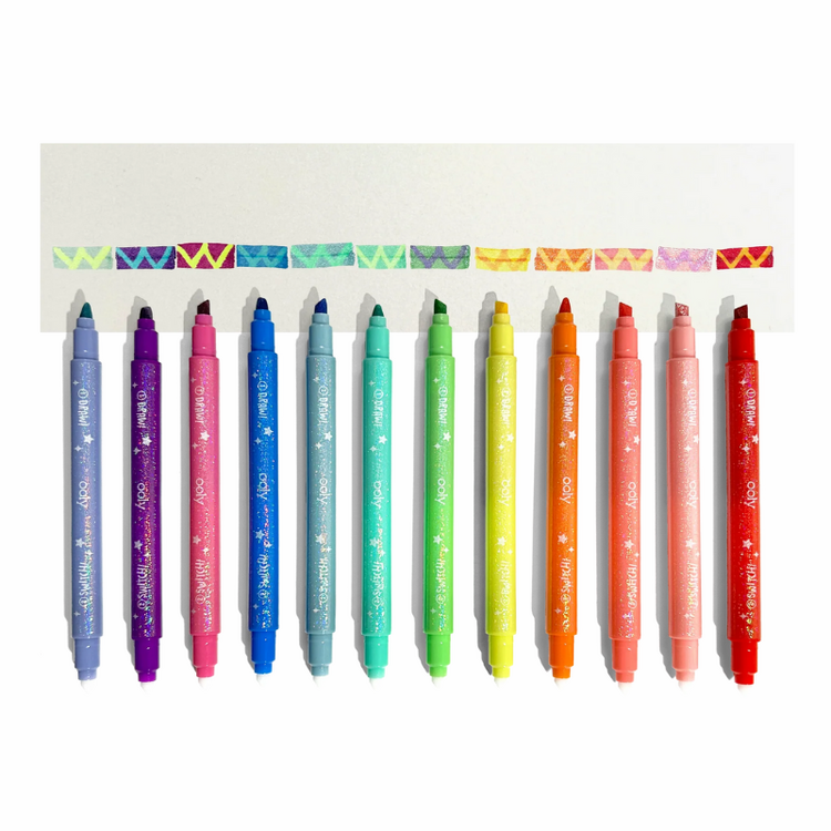 Ooly Switch-eroo Sparkle Glittery Color Changing Markers Set of 12
