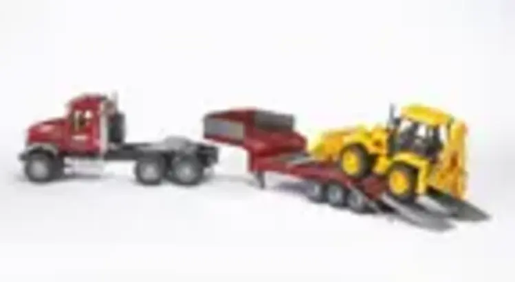 MACK Granite Flatbed with JCB Backhoe Bruder