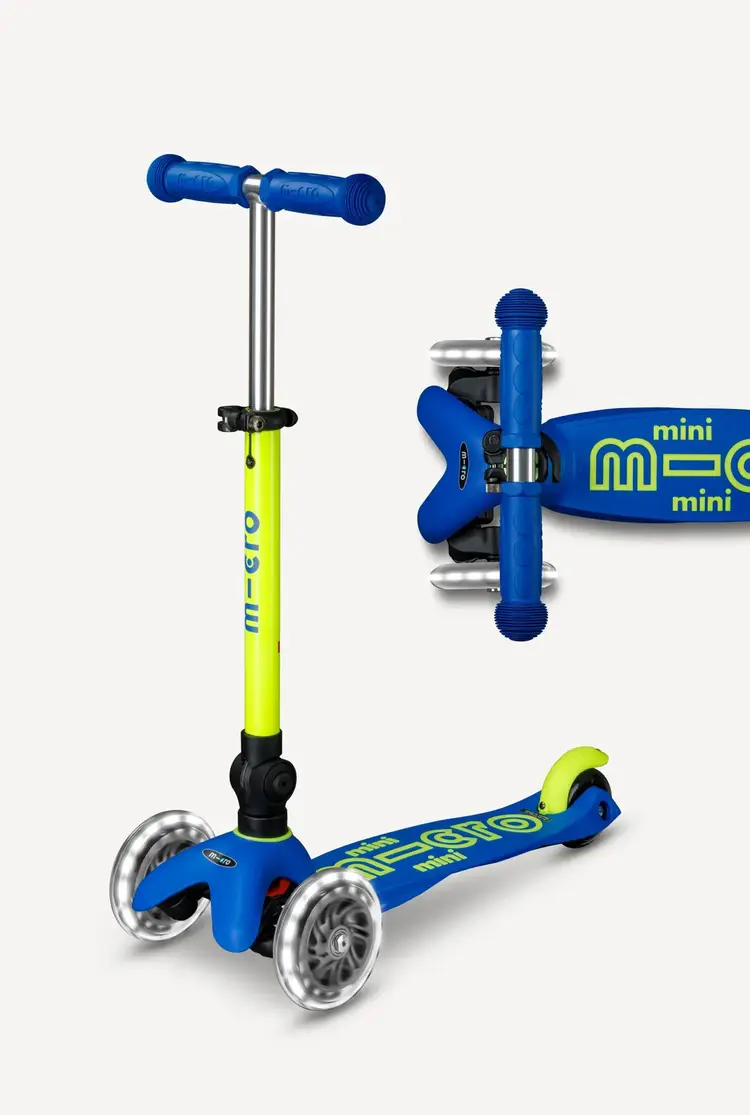 Micro Kickboard Maxi Foldable LED Neon Canary Yellow/Blue Micro Kickboard Scooter