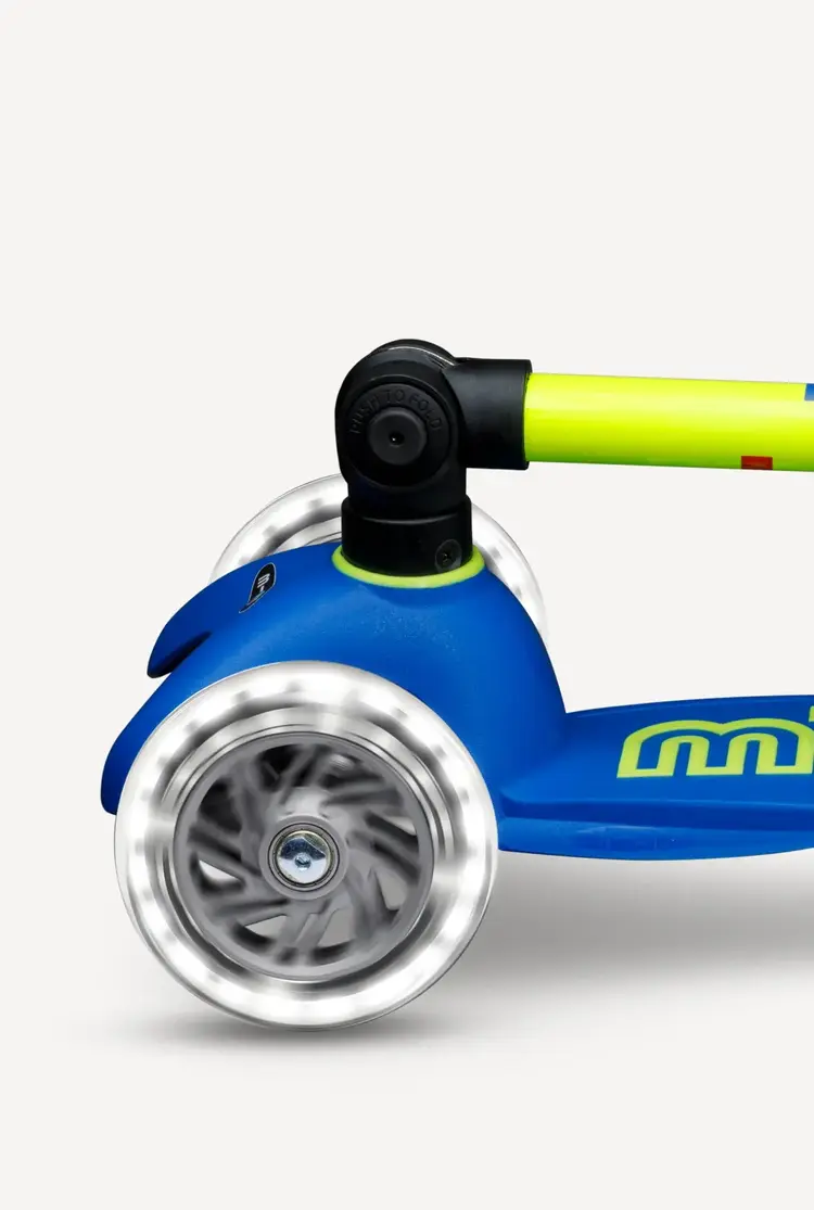 Micro Kickboard Maxi Foldable LED Neon Canary Yellow/Blue Micro Kickboard Scooter