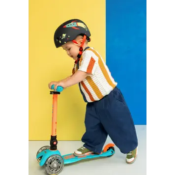 Mini Foldable LED Neon Sunset Orange/Aqua Micro Kickboard Scooter