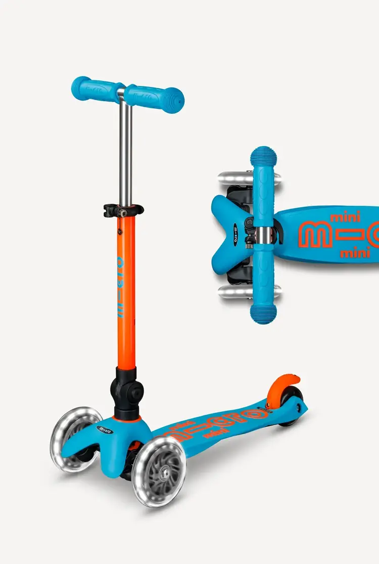 Mini Foldable LED Neon Sunset Orange/Aqua Micro Kickboard Scooter