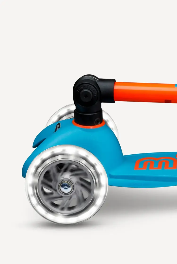 Mini Foldable LED Neon Sunset Orange/Aqua Micro Kickboard Scooter