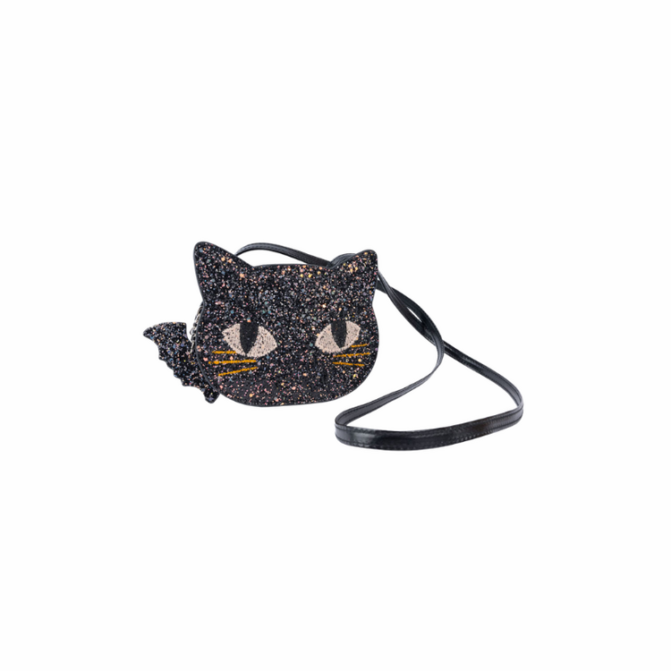 Cat's Meow Black Chunky Glitter Kitty Purse