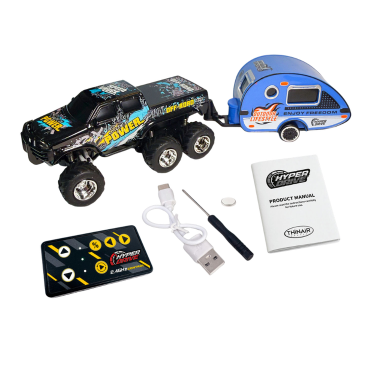 Mini RC 6-Wheel Truck and Trailer 1:64
