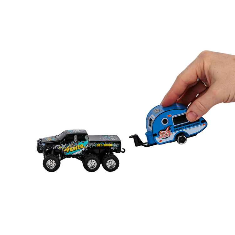 Mini RC 6-Wheel Truck and Trailer 1:64