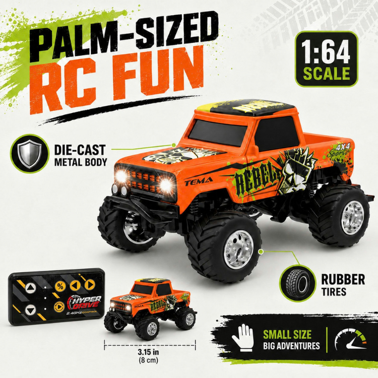 Mini RC Retro Truck 1:64 Scale