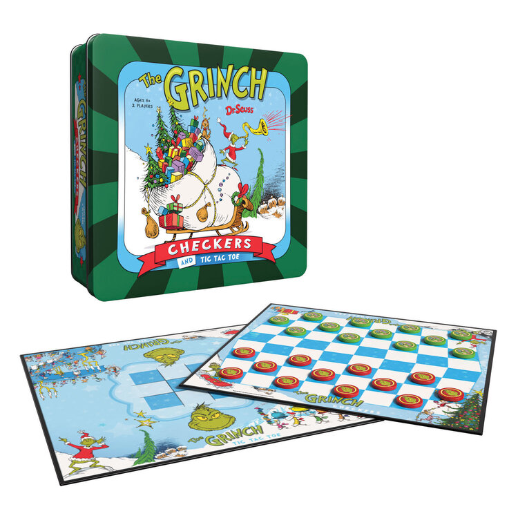 Grinch Checkers and Tic Tac Toe Tin