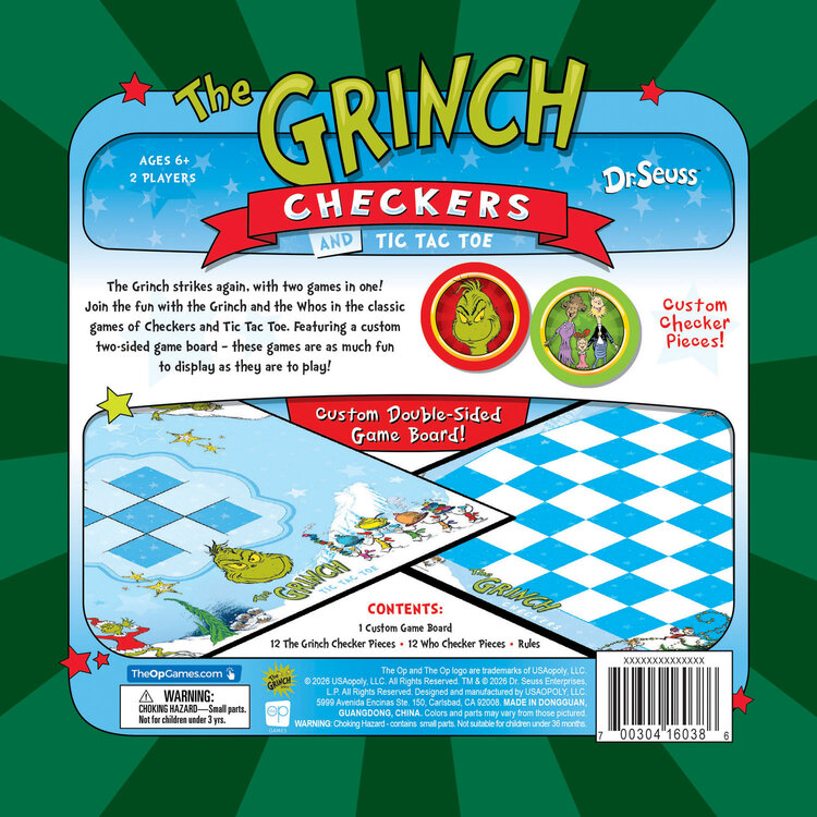 Grinch Checkers and Tic Tac Toe Tin