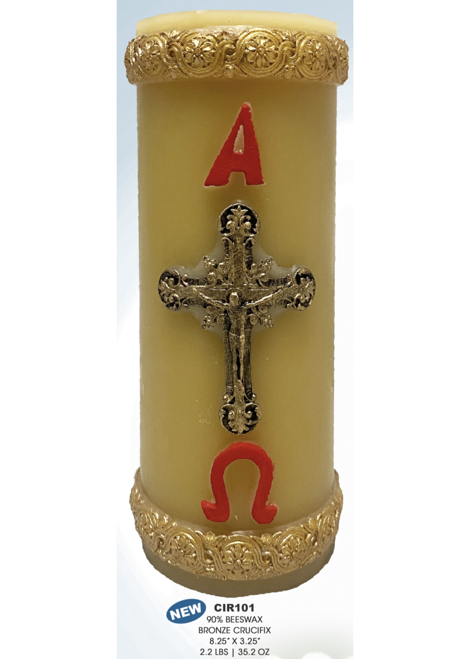 90% Beeswax Bronze Crucifix Cirios 8.25" x 3.25"