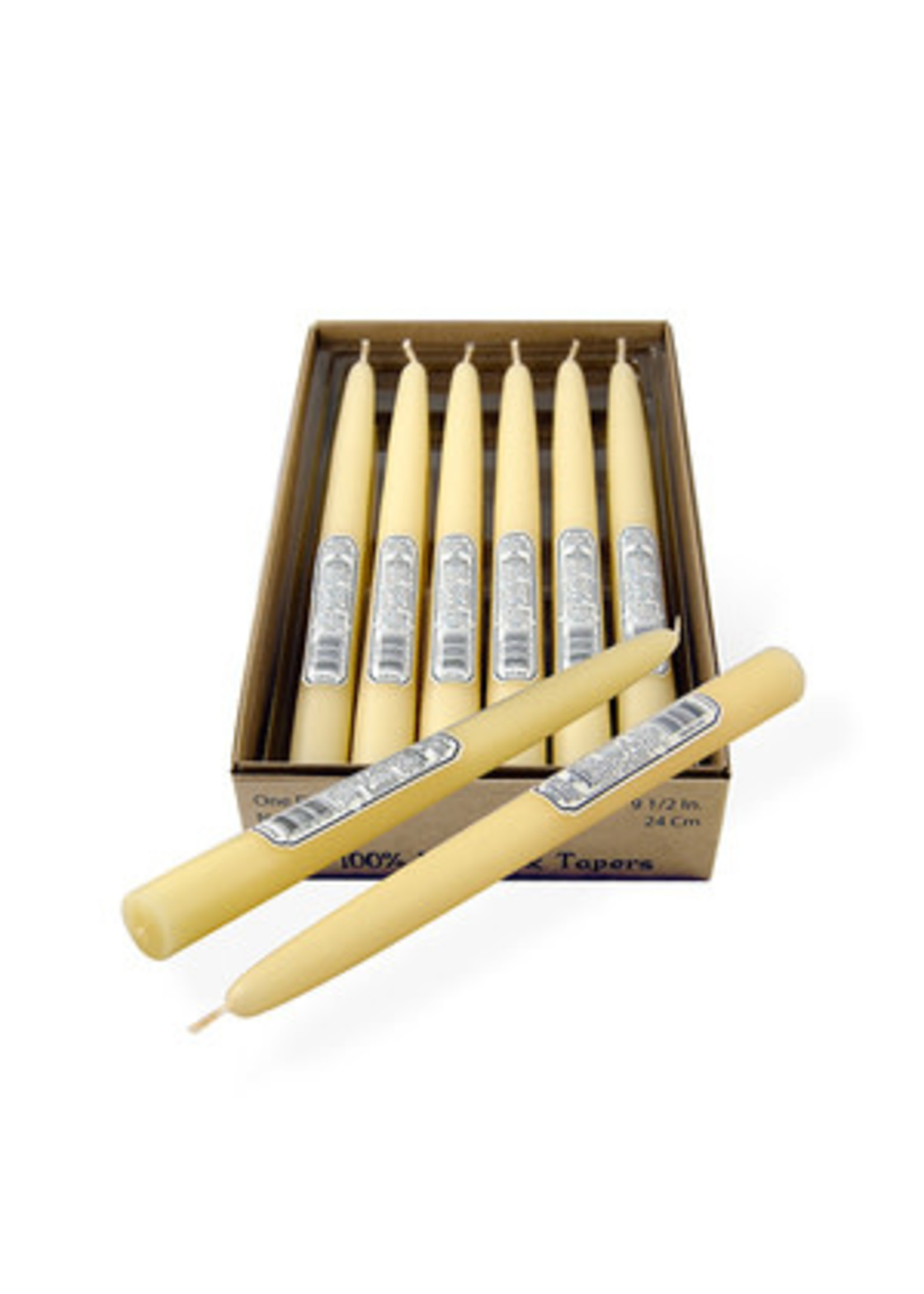 100%  Beeswax Tapers 9.5" (box of 12)