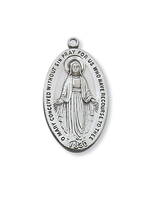 Sterling Silver Miraculous Medal, 1 5/16" long