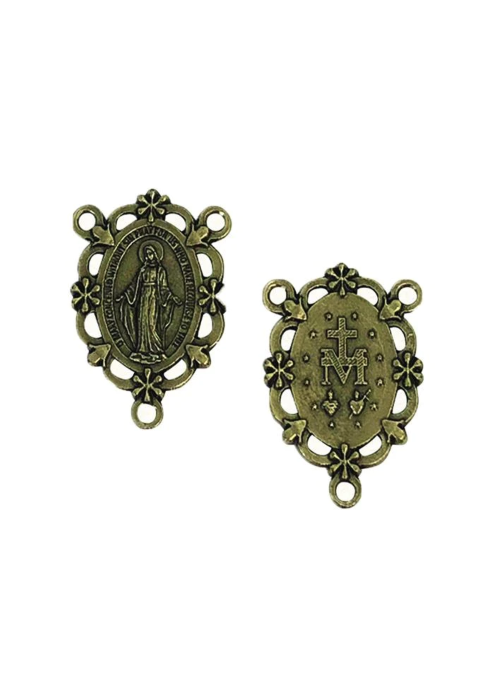 Decorative Miraculous Medal Brass Rosary Center