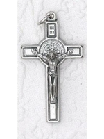 Gifts Catholic Inc. Bulk Pack of 25 - St Benedict Crucifix Large Cross for  Rosary Making - 1 1/2 Silver Oxidized Crucifix Rosary Part for Bulk Rosary