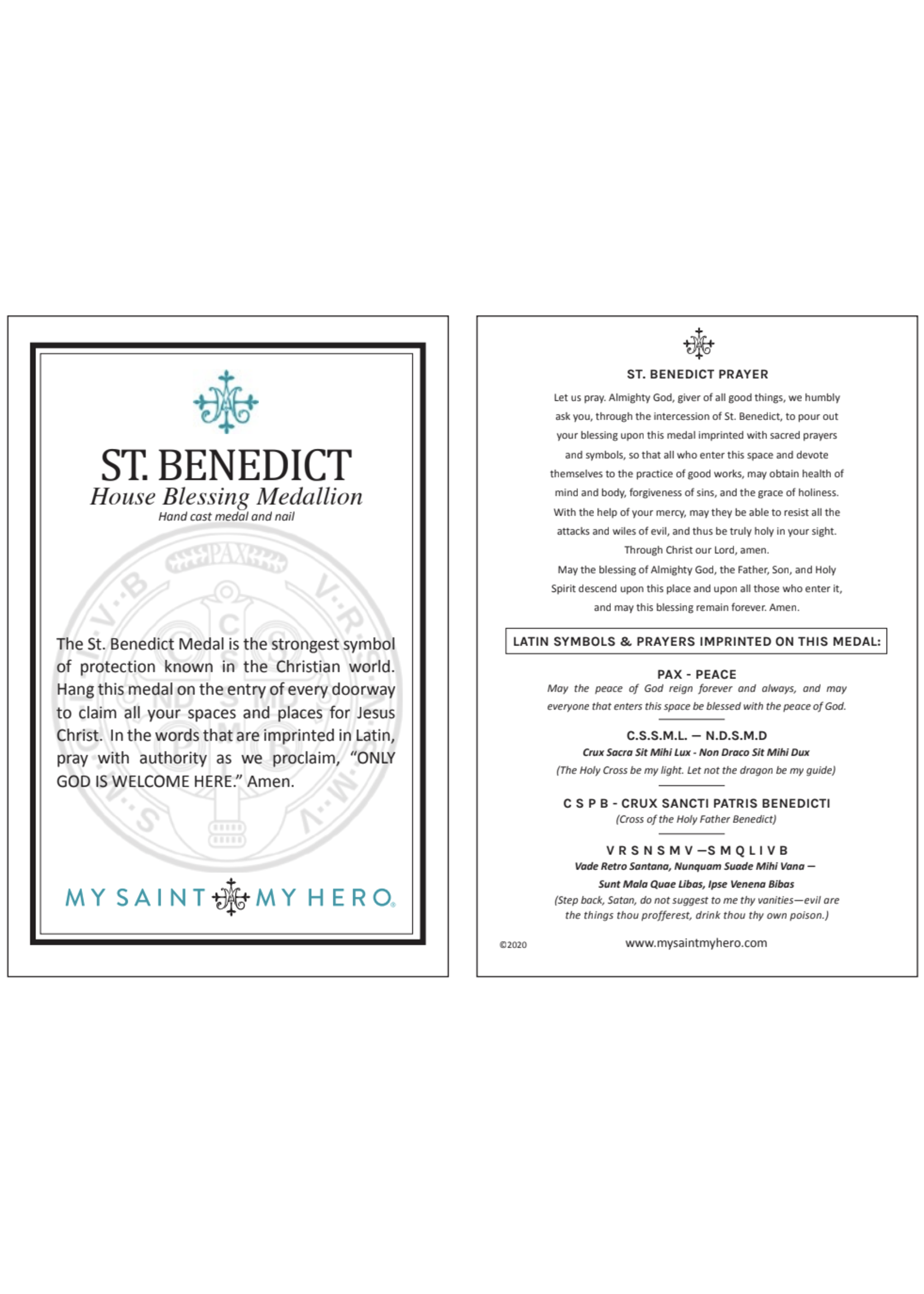 Prayer Card St Benedict Medal Symbols