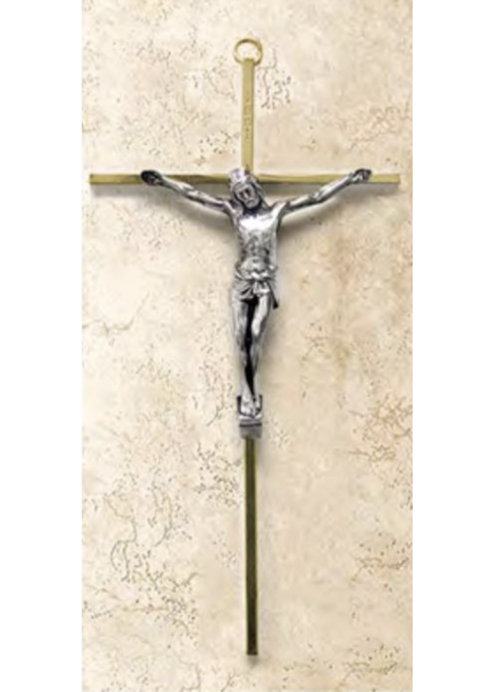 Gold Metal Crucifix with Silver Corpus 10"