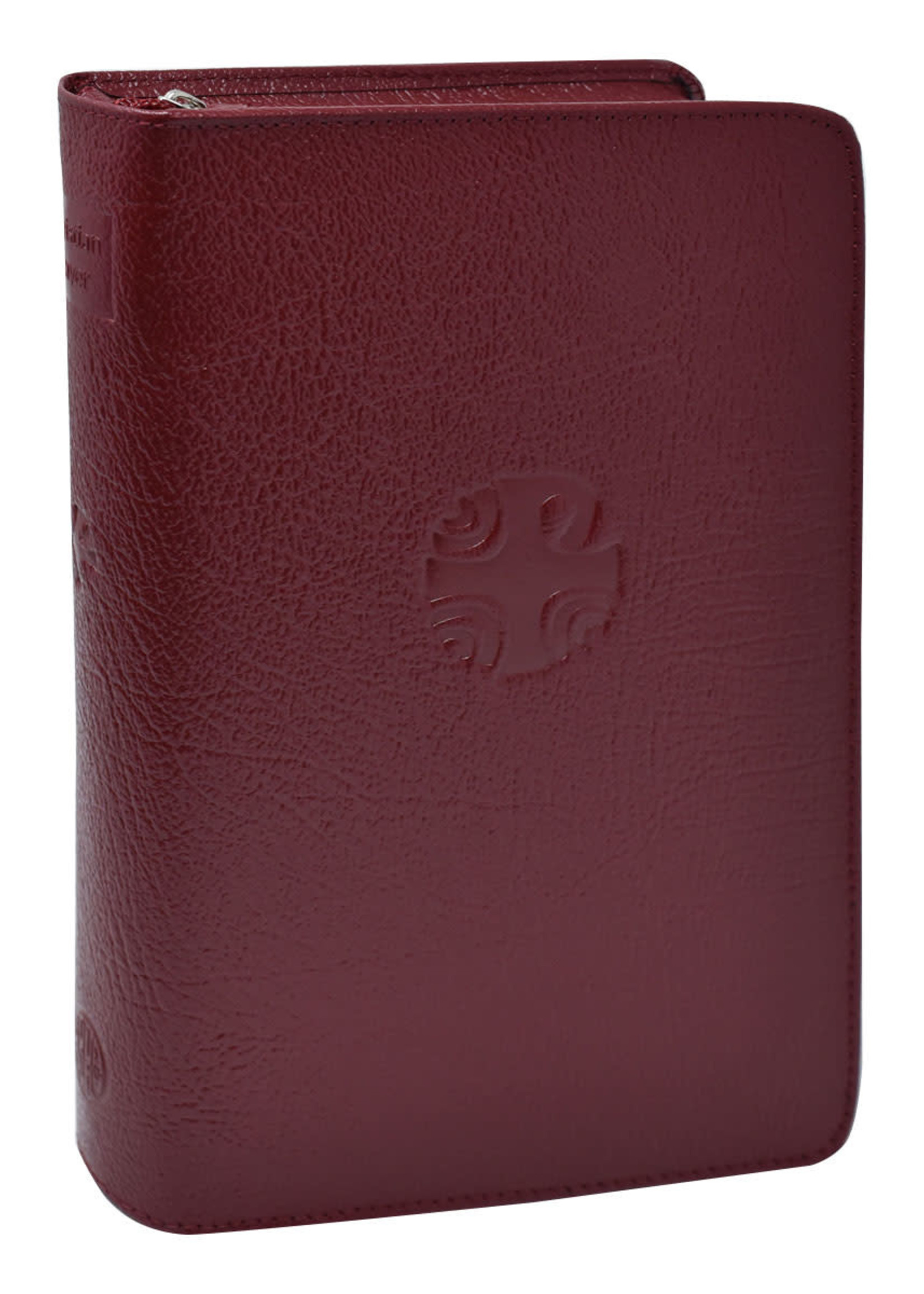 Large Type Christian Prayer Red Leather Zipper Case